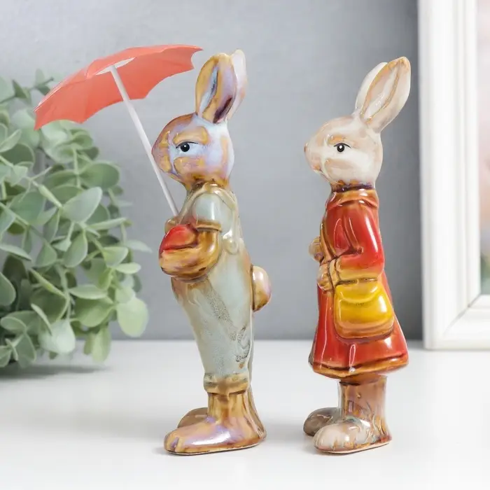 Фигурка керамика &laquo;Заюшка - под зонтом&raquo;, 15.5&times;4.5&times;5 см, МИКС