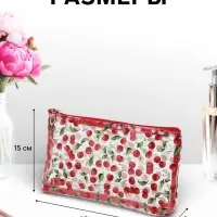 Косметичка женская Cherry lady, для бассейна, на молнии, прозрачная, красная