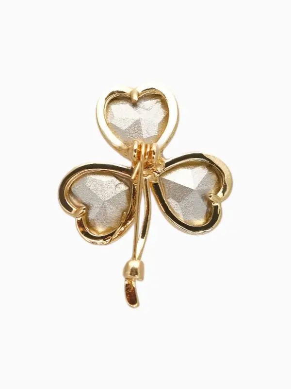 Брошь  Брошь "Клевер" три лепестка, цветной в золоте