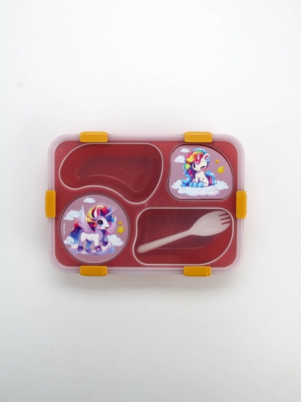 Ланч - бокс с 4 секциями «Единорог», 23 х 17 х 5,5 см, розовый