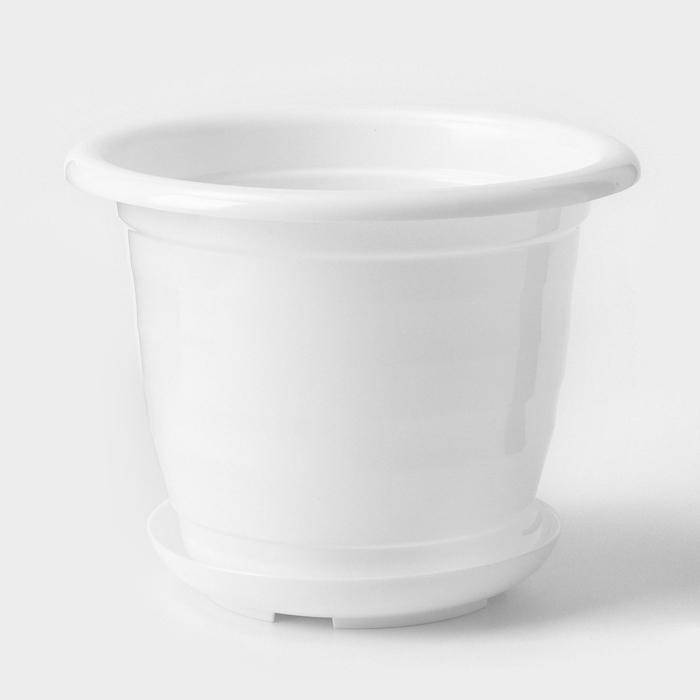 Горшок для цветов с поддоном Доляна «Арена», 2 л, цвет белый Горшок для цветов с поддоном Доляна «Арена», 2 л, цвет белый