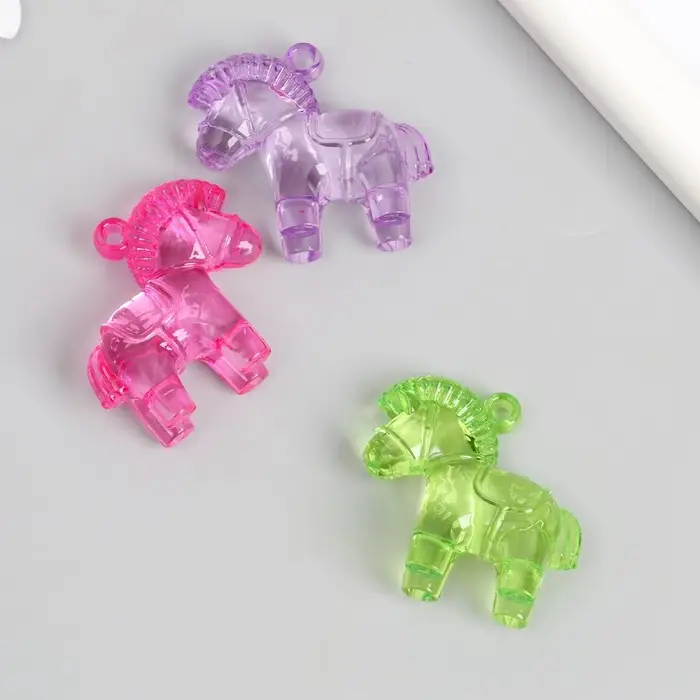 Декор для творчества пластик "Лошадки" прозрачный цветной набор 20 гр 1,4х3,5х3,2 см