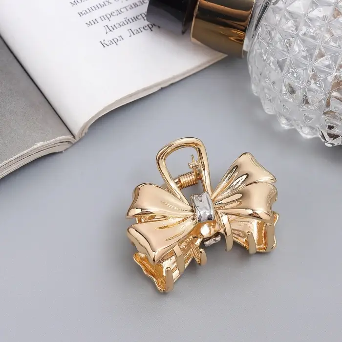 Крабик для волос &laquo;Хизер&raquo;, бант галант, 4.5 см, золотистый