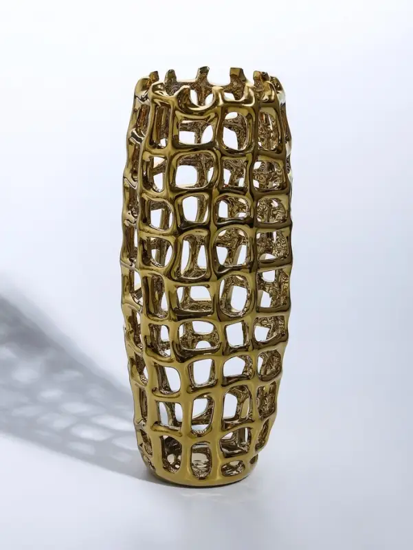 Ваза керамика настольная Ваза керамика настольная "Дайзи" крупная сетка, h=30 d=10 см, золото