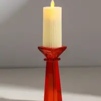 Подсвечник стекло на 1 свечу "Феникс" оранж d=2,2 и 4,2 см 5,5х5,5х16,7 см