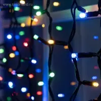 Гирлянда &laquo;Занавес&raquo; 2&times;1.5 м, IP65, УМС, тёмная нить каучук, 300 LED, свечение мульти, 220 В