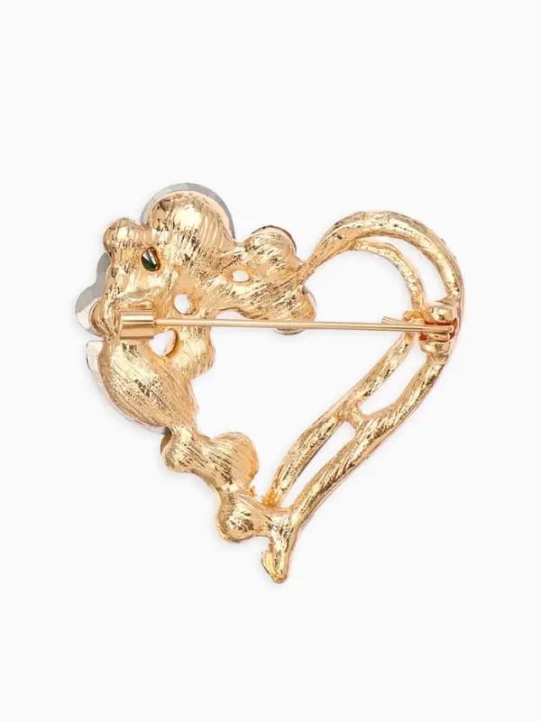 Брошь &laquo;Сердце в самоцветах&raquo;, разноцветная в золоте