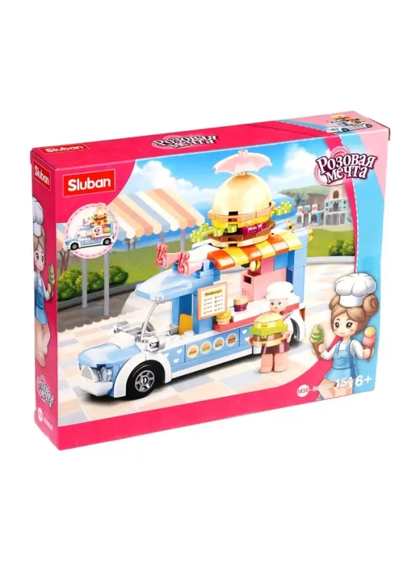 Конструктор Розовая мечта Конструктор Розовая мечта "Бургерная на колесах", 154 детали, 6+