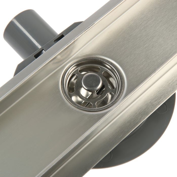 Трап ZEIN engr, c флaнцeм свободного вращ 360°, 7*60 см, d=40/50 мм, нерж сталь, сатин