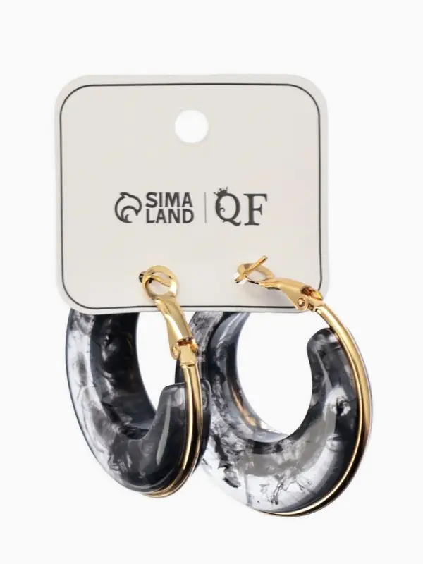 Серьги-кольца акрил Серьги-кольца акрил "Тренд", цвет чёрный в золоте