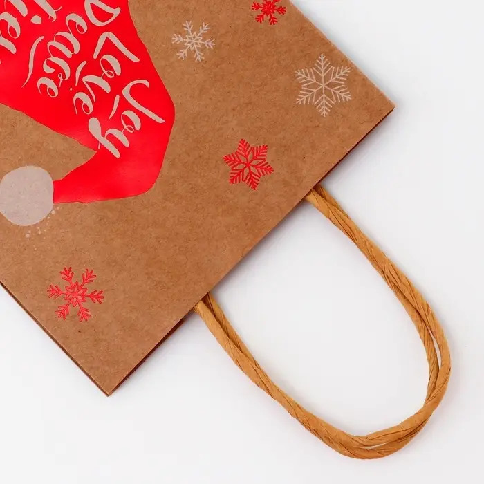 Пакет крафт с тиснением, круглая ручка, «Колпак» 15×21×8 см, 120 г Пакет крафт с тиснением, круглая ручка, «Колпак» 15×21×8 см, 120 г