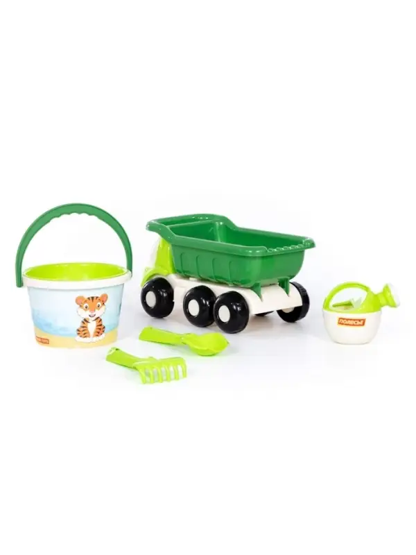 Набор игрушек для песочницы &laquo;Сафари&raquo;, 6 предметов: самосвал, ведро, ситечко, совок, грабельки, лейка, МИКС