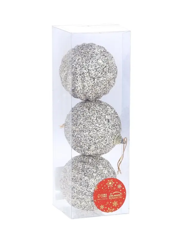 Ёлочные игрушки &laquo;Элаесс&raquo;, шары новогодние, d=8 см, набор 3 шт., серебро