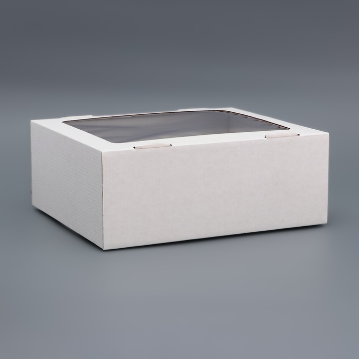 Коробка сборная, крышка-дно Коробка сборная, крышка-дно "белая" с окном 25х21х10 см