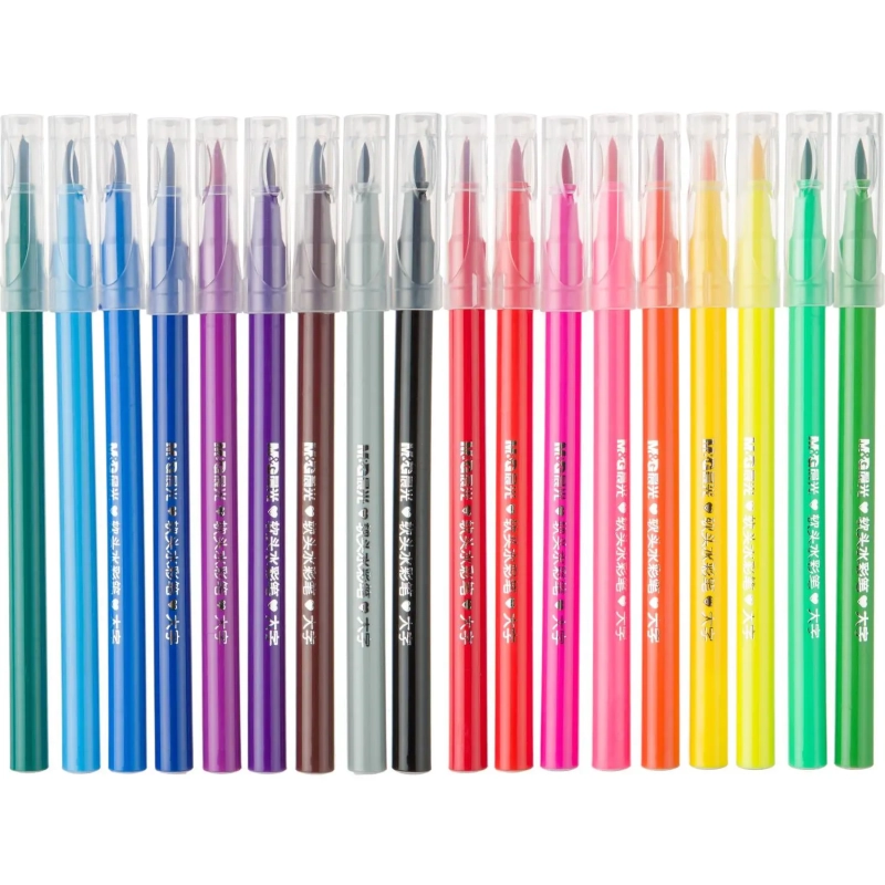 Фломастеры M&G, круглый корпус, смываемые, 18 цветов в наборе