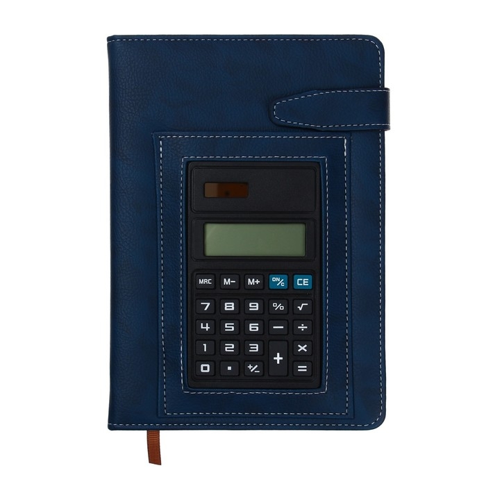 Ежедневник недатированный, обложка ПВХ, А5, 140 листов в клетку, с лястиком,с калькулятором, МИКС Ежедневник недатированный, обложка ПВХ, А5, 140 листов в клетку, с лястиком,с калькулятором, МИКС