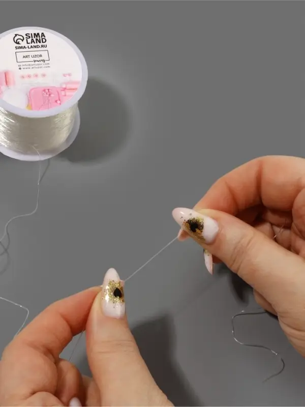 Нить для плетения, эластичная, 100&plusmn;1 м, d=0.4 мм, прозрачная