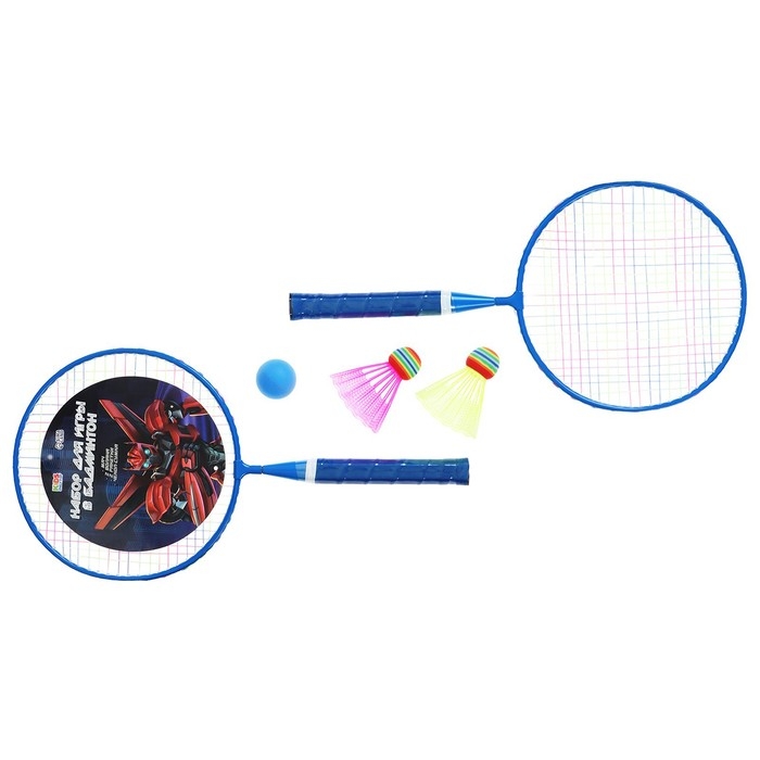 Набор для бадминтона ONLYTOP «Робот»: 2 ракетки 44 см, 2 волана, мяч, чехол, цвет синий Набор для бадминтона ONLYTOP «Робот»: 2 ракетки 44 см, 2 волана, мяч, чехол, цвет синий