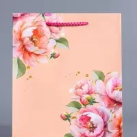 Пакет подарочный ламинированный &laquo;Цветы&raquo;, нежно - розовый, 18&times;22.3&times;10 см
