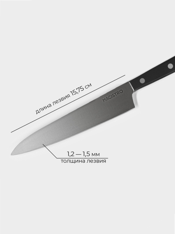Нож кухонный универсальный Magistro Hinshitsu, нержавеющая сталь, 15,7 см, чёрный Нож кухонный универсальный Magistro Hinshitsu, нержавеющая сталь, 15,7 см, чёрный