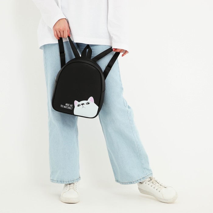 Рюкзак из искусственной кожи «What are you watching?» 27х23*10 см Рюкзак из искусственной кожи «What are you watching?» 27х23*10 см