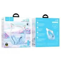 Наушники беспроводные, полноразмерные, с ушками кошки, Hoco W42, Bluetooth 5.0, с шумоподавлением, с микрофоном, 400 мАч, синие