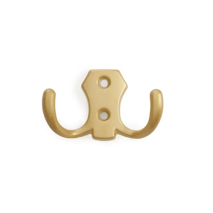 Крючок мебельный ТУНДРА КМ201SG, двухрожковый, матовое золотое