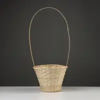 Корзина плетёная для хранения, 23&times;17 см, ручка h=53 см, бамбук, натуральная