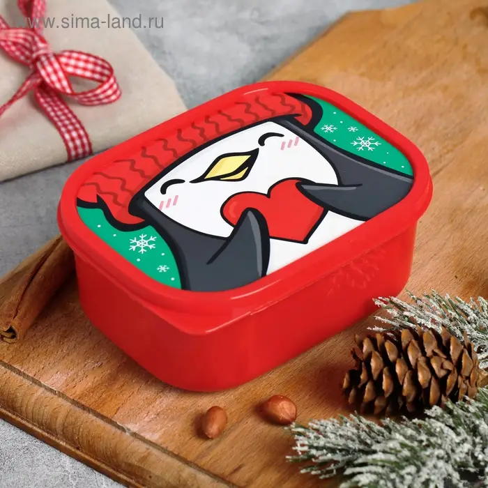 Ланч - бокс новогодний «Пингвины», 500 мл Ланч - бокс новогодний «Пингвины», 500 мл