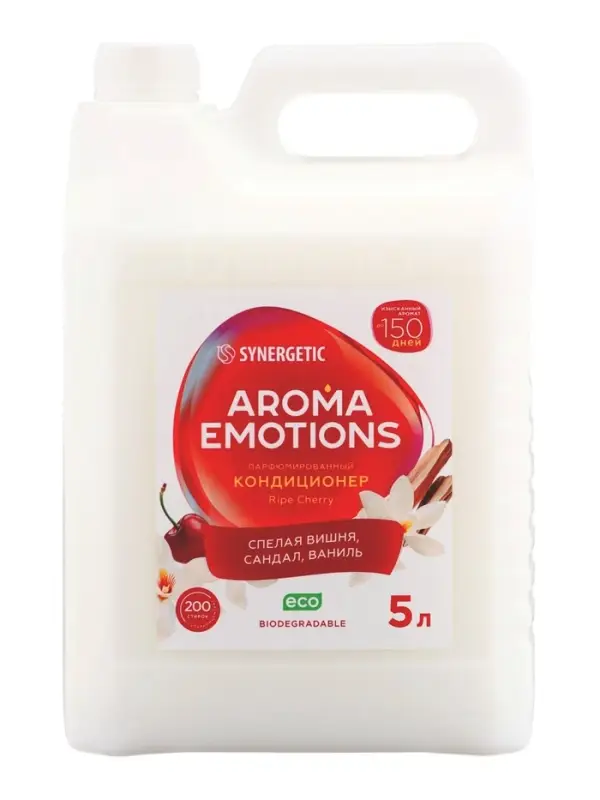 Кондиционер для белья парфюмированный SYNERGETIC вишня, сандал, ваниль, 5 л