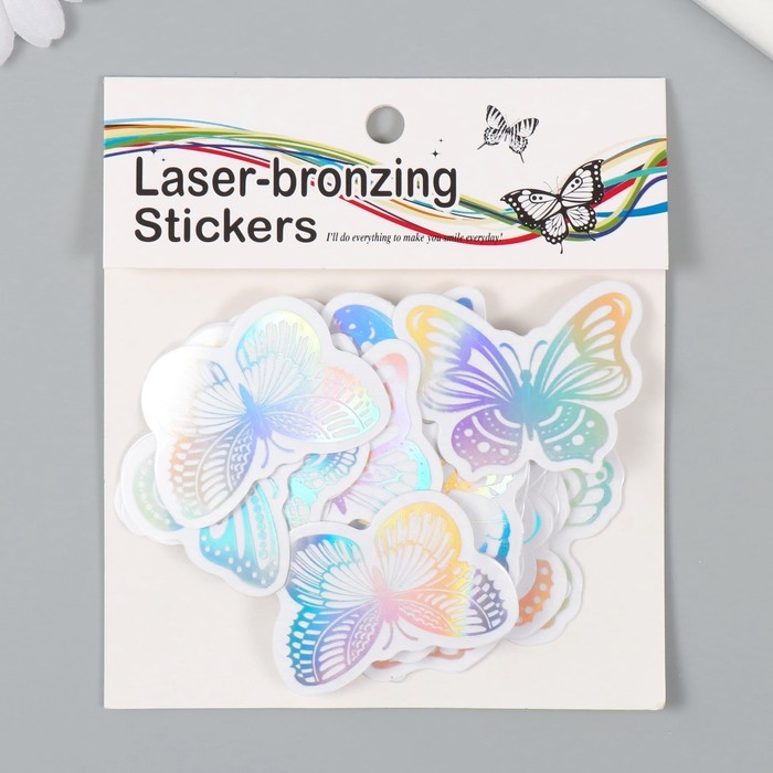 Наклейка пластик Наклейка пластик "Голография. Бабочки" набор 38 шт 13х11,5х0,5 см