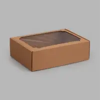 Коробка самосборная с окном, бурая, 31 х 22 х 9,5 см
