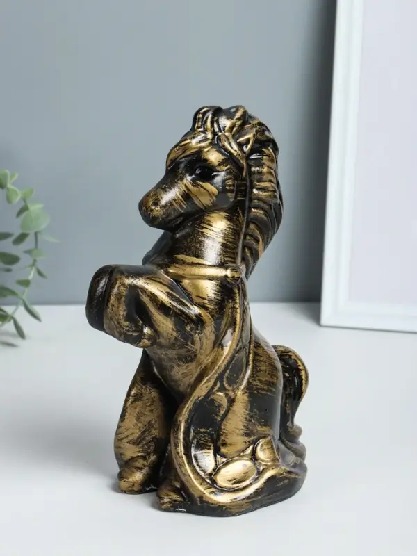 Копилка "Лошадка с попоном" высота 25 см, античный