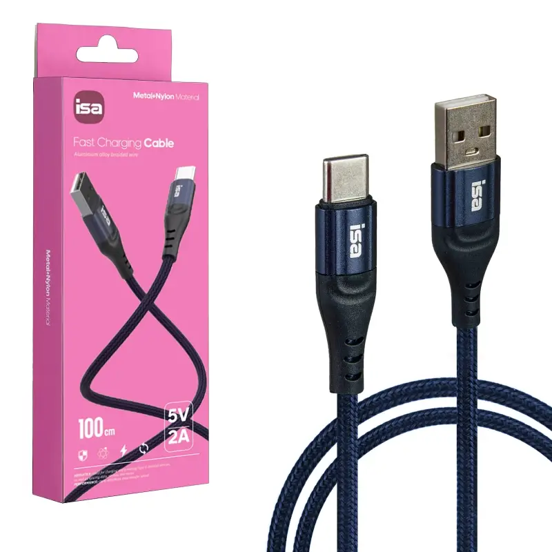 Кабель BX-2 USB на Type-C 1m 2A ISA темно-синий Кабель BX-2 USB на Type-C 1m 2A ISA темно-синий