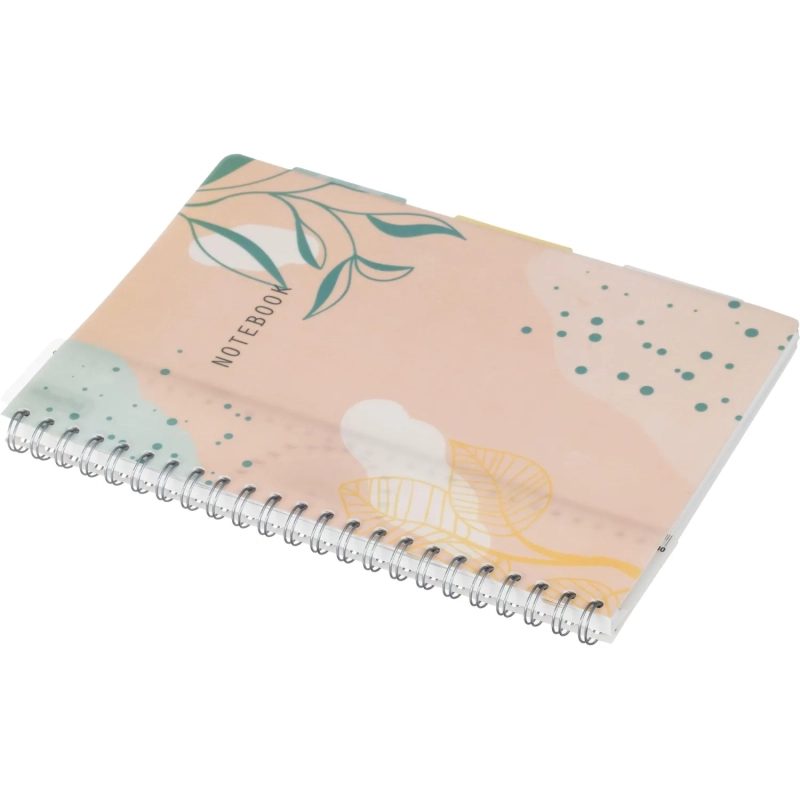 Бизнес-тетрадь 120л,клетка,А4 Flora 2,пласт.обл,серебр.спир,3раздел,линейка