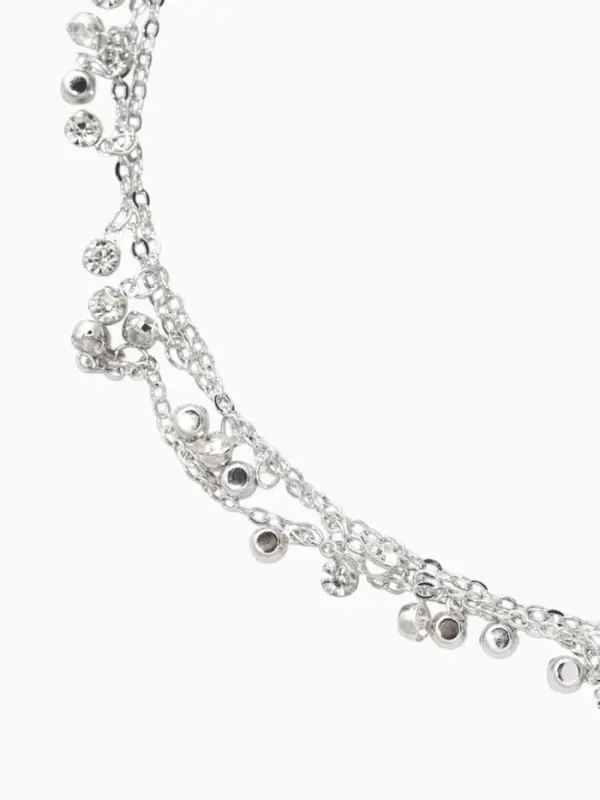 Цепочка со стразами 4 мм. L=100 см, мелкое плетение 2*1,8 мм, цвет серебро