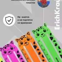 Набор из 4 закладок ErichKrause Matt Neon, фигурные, пластик, МИКС