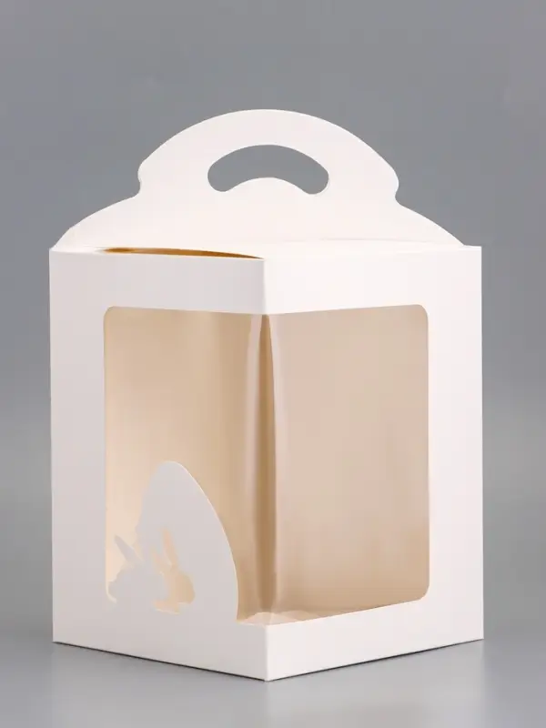 Коробка для десерта, упаковка кондитерская, белая, 18&times;18&times;23 см