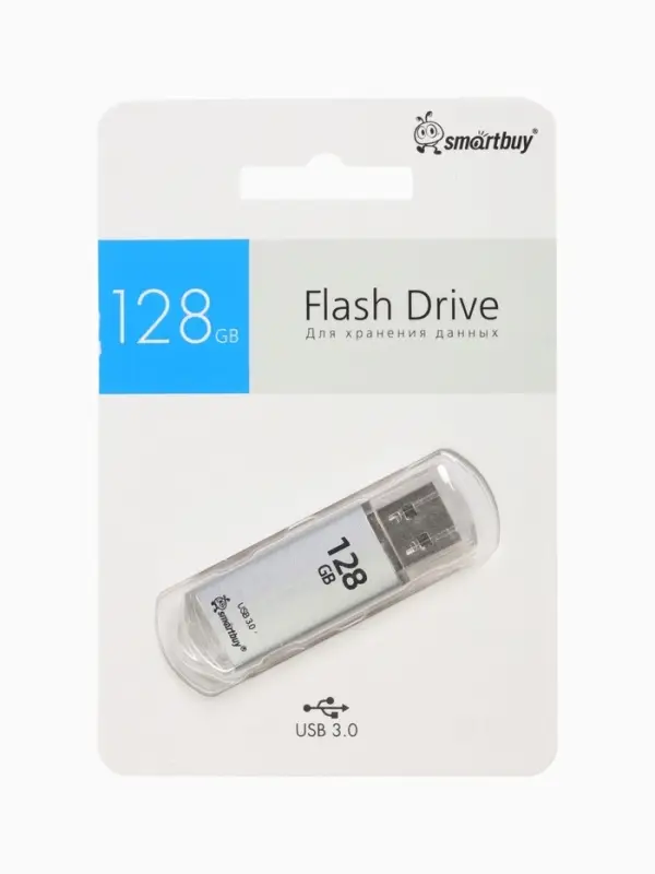 Флешка Smartbuy V-Cut, 128 ГБ, USB 3.0, чтение до 75 Мб/с, запись до 25 Мб/с, серая