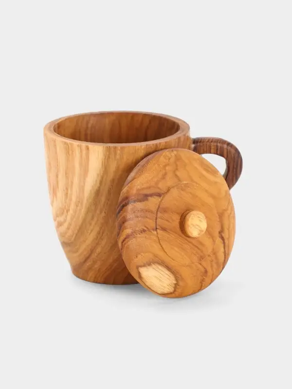 Кружка с крышкой, 11&times;8.5&times;10.5 см, тиковое дерево