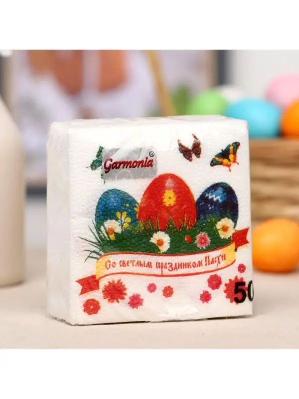 Пасхальные салфетки бумажные Гармония цвета &laquo;Светлый праздник&raquo;, 1 слой, 24х24 см, 50 шт
