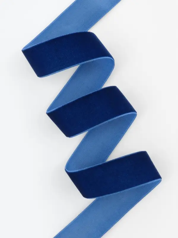 Лента бархатная, 25 мм, 18&plusmn;1 м, синяя №47