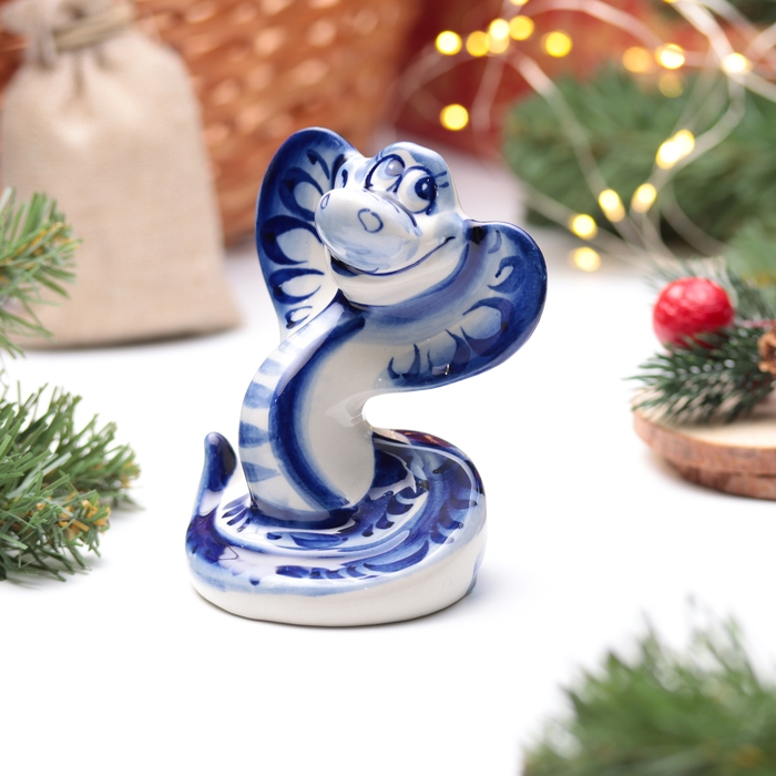 Новый год. Сувенир символ года 2025 Новый год. Сувенир символ года 2025 "Змея Гера", гжель, 11 см