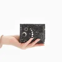 Кошелёк женский на кнопке, 10.5&times;2.5&times;8.5 см, чёрный/белый