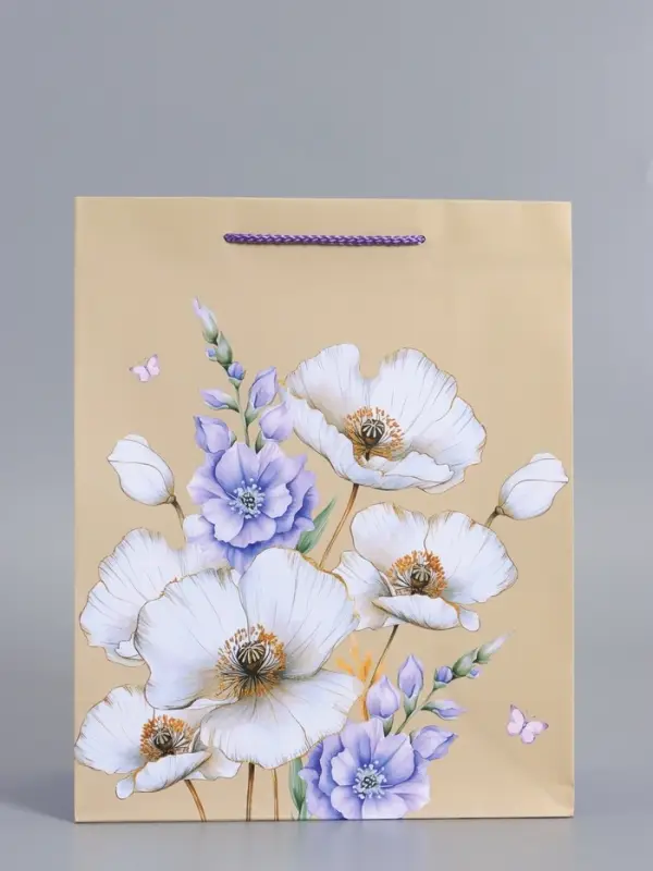 Пакет подарочный ламинированный "Цветочное настроение" 26 х 12 х 32 см