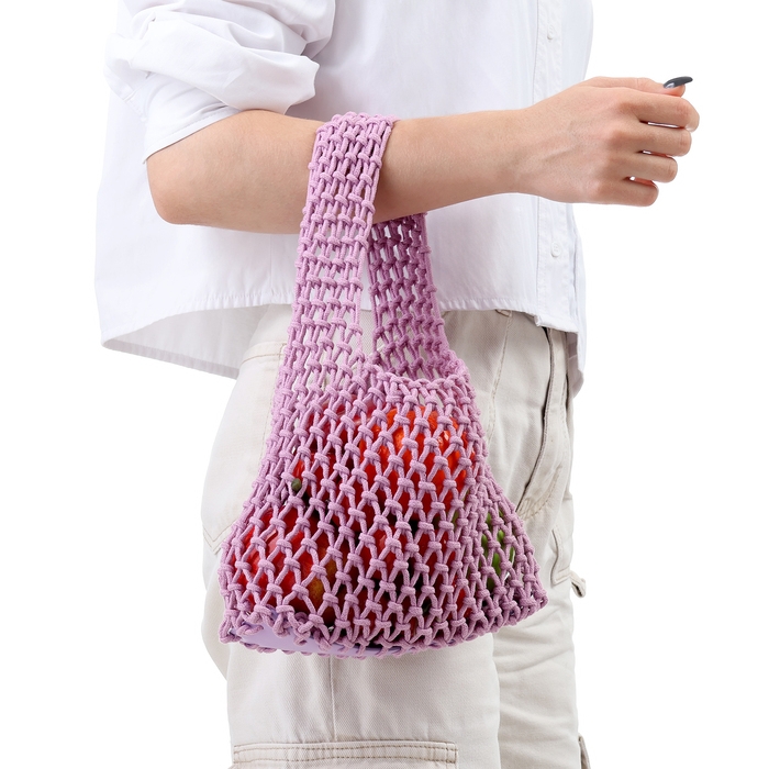 Авоська 20 х 30 см, ручка 10 см, клетка 1.5 см, лиловая Авоська 20 х 30 см, ручка 10 см, клетка 1.5 см, лиловая