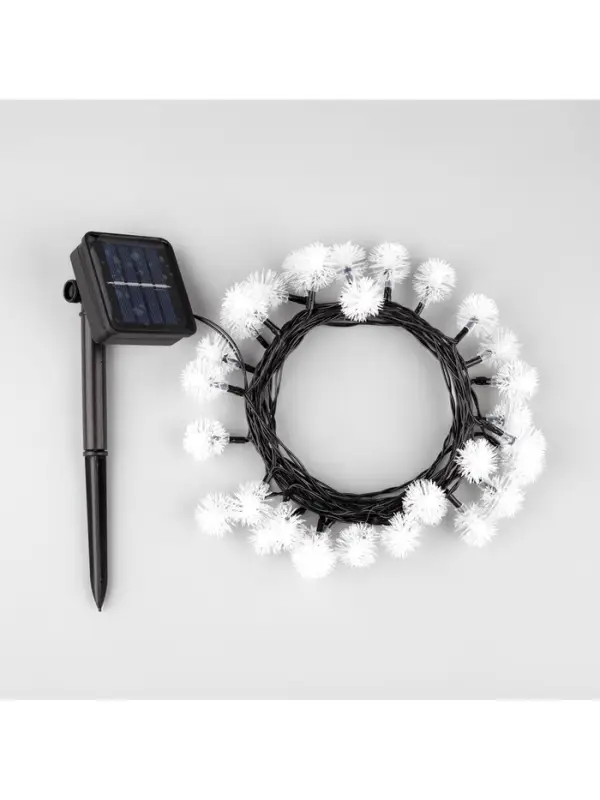 Гирлянда &laquo;Нить&raquo;, 4.5 м, уличная, с насадками &laquo;Ёжики&raquo;, IP44, 30 LED, 2 режима, солнечная батарея, тёмная нить, свечение жёлтое/аквамарин