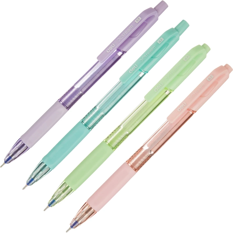 Ручка шариковая автомат. Deli X-tream,д.ш.0,7мм,лин0,4,р/манж,син,асс