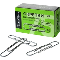 Скрепки Глобус Г75-40Ц оцинкованные,75 мм,гофрированные,40 шт/уп