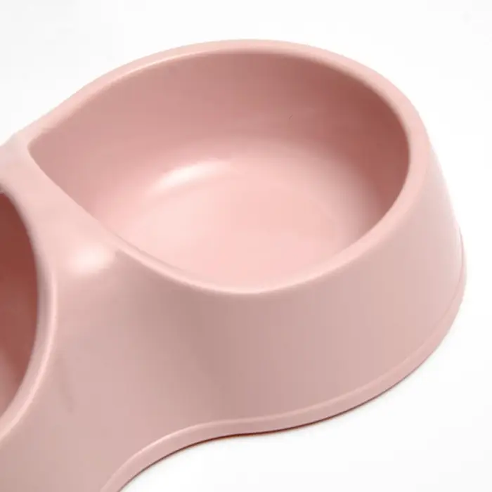 Миска двойная &laquo;Мур-мяу&raquo; 22.5 см &times; 13 см &times; 6 см, 0.2 л, пластик, розовая